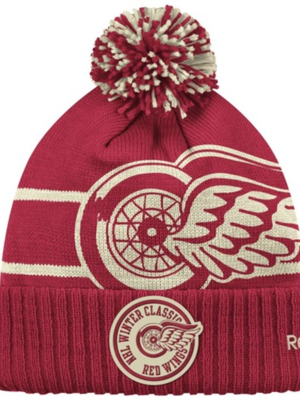 DETROIT RED WINGS 2014 NHL WINTER CLASSIC REEBOK CUFFED POM KNIT HAT TOQUE